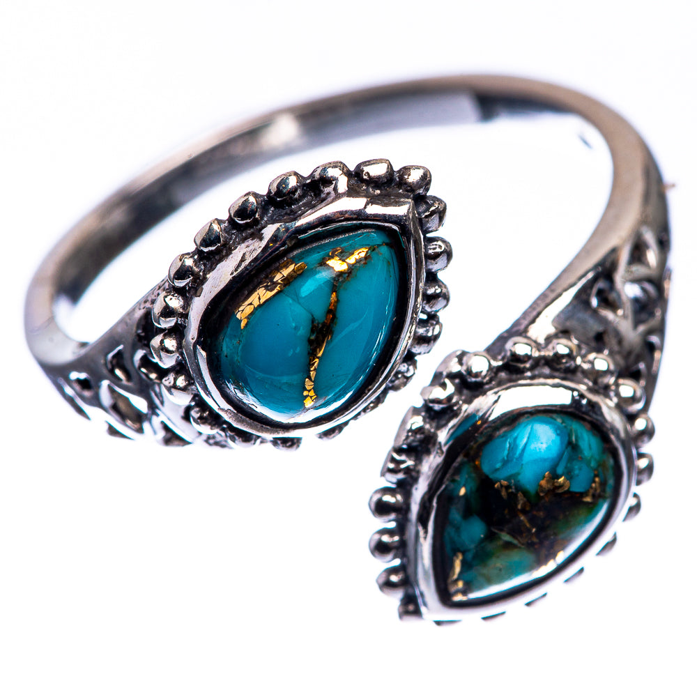 Blue Copper Composite Turquoise Dainty Ring Size 7 (925 Sterling Silver) R142584
