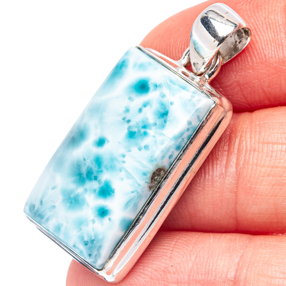 Rare Larimar Pendant 1 3/8" (.925 Sterling Silver)