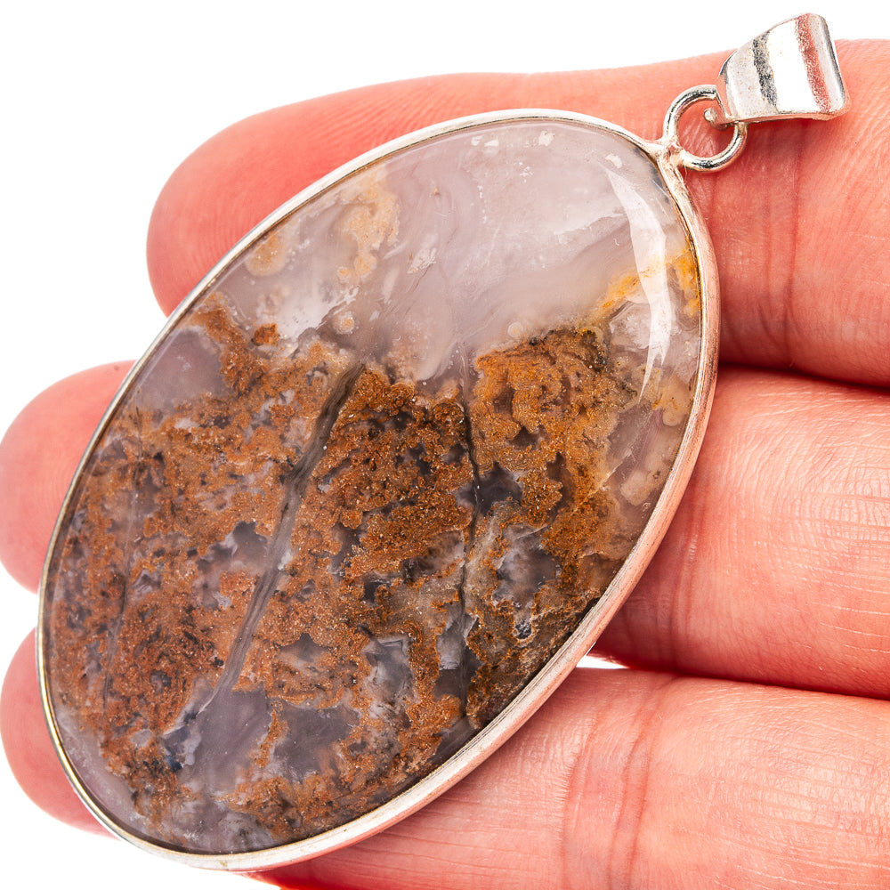 Tube Agate Pendant 2 3/8" (Silver Plated)