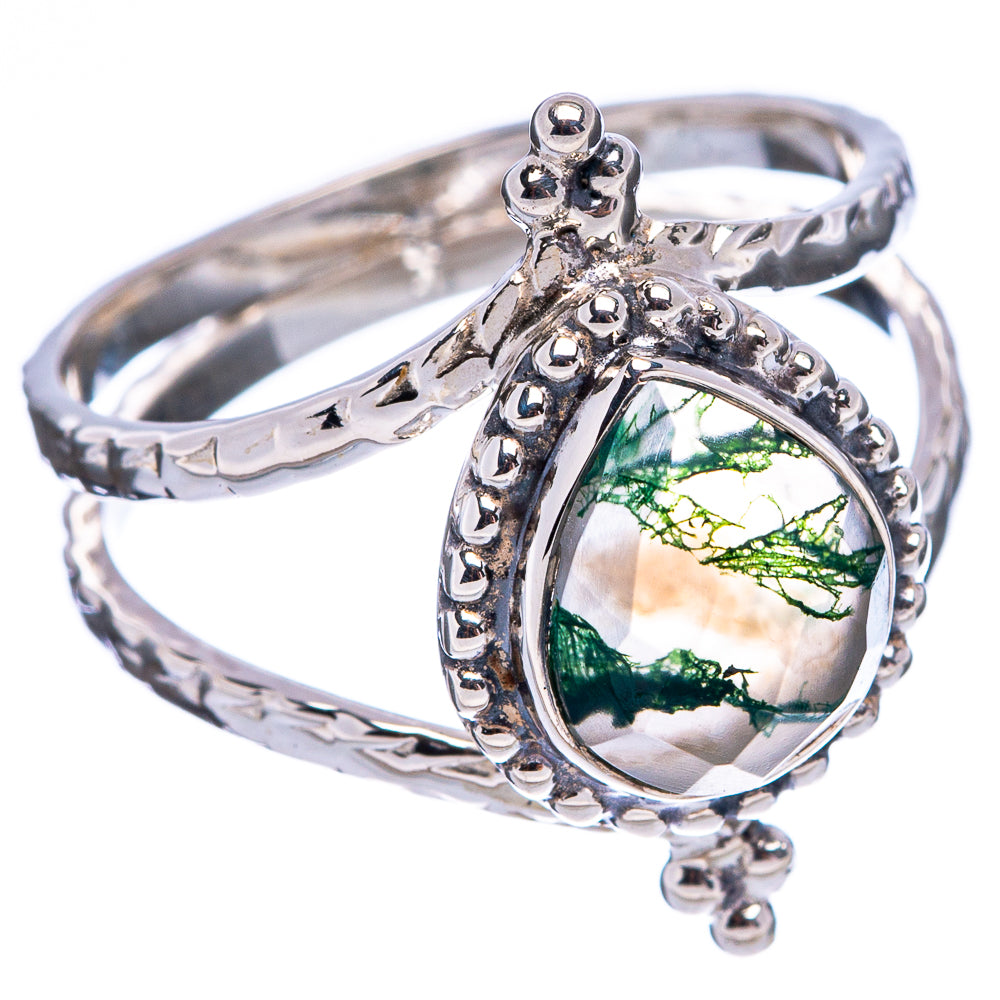 Premium Green Moss Agate Ring Size 8.5 (.925 Sterling Silver)