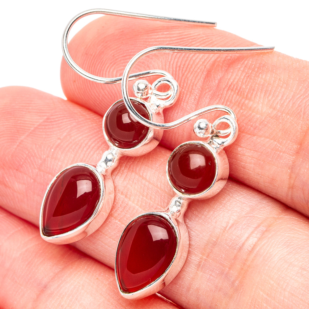 Carnelian Earrings 1 3/8" (925 Sterling Silver) E2942