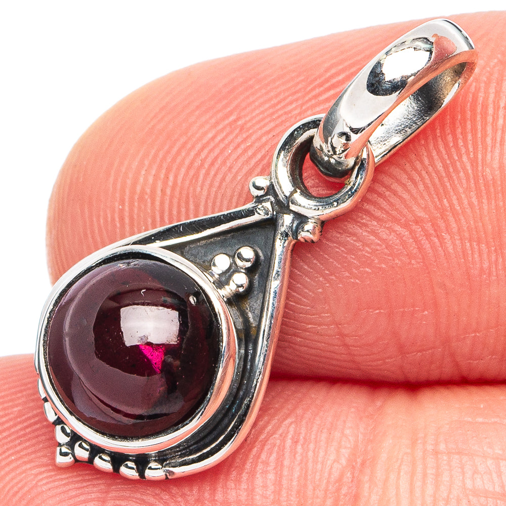 Dainty Garnet Pendant 1" (925 Sterling Silver) P45366