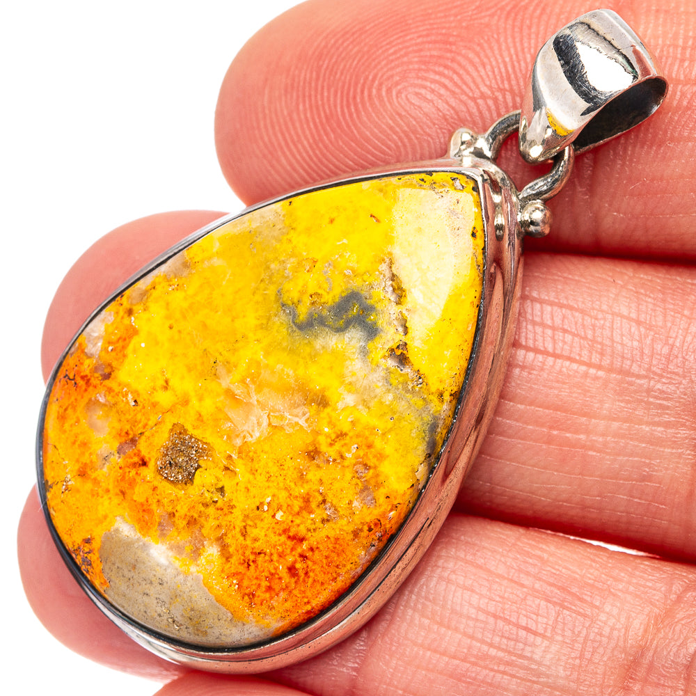 Bumblebee Jasper Pendant 1 5/8" (.925 Sterling Silver)