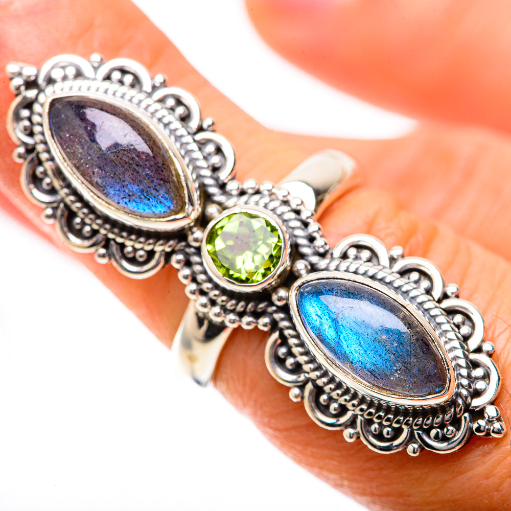 Large Labradorite, Peridot Ring Size 6.25 (925 Sterling Silver) RING137970