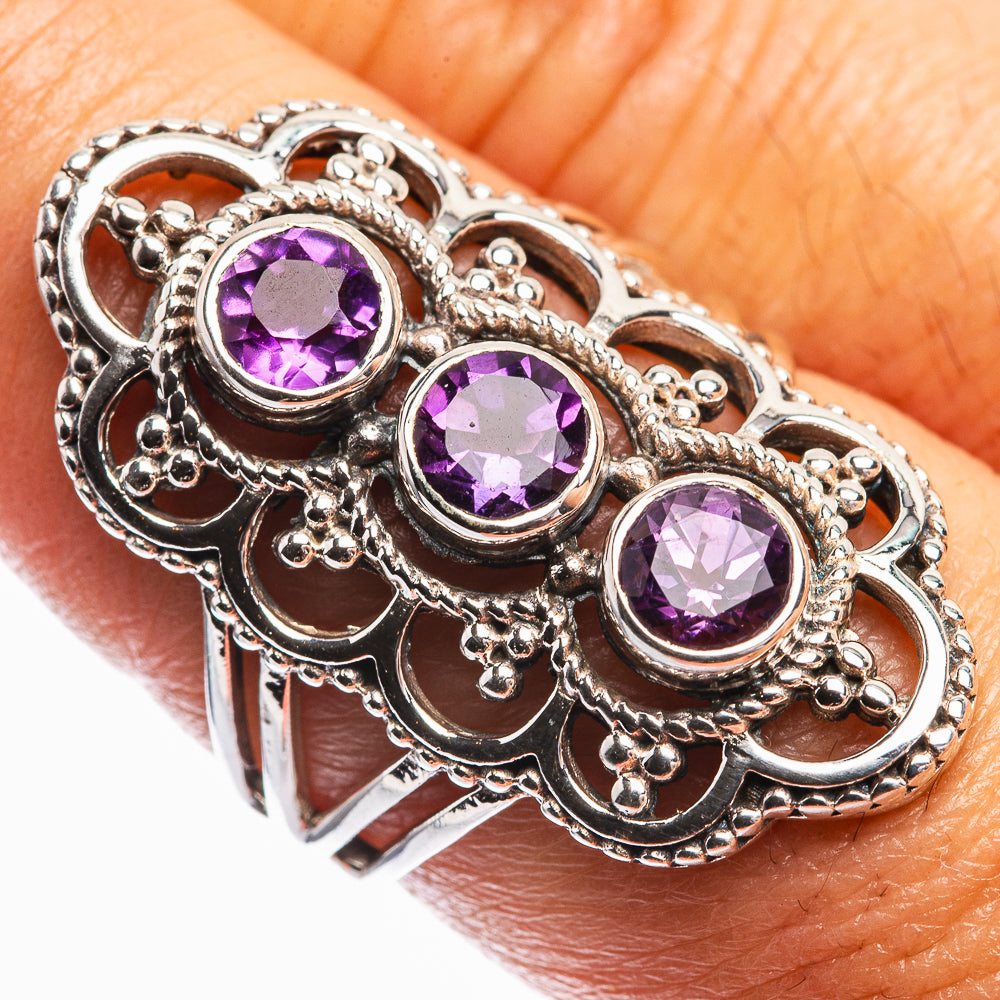 Faceted Amethyst Ring Size 8 (925 Sterling Silver) R142261