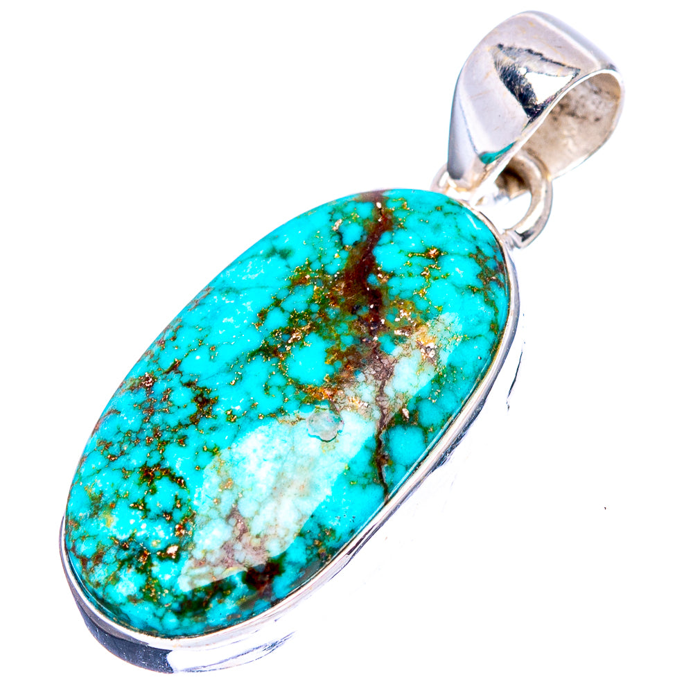Rare Nevada Turquoise Pendant 1 1/4" (.925 Sterling Silver)