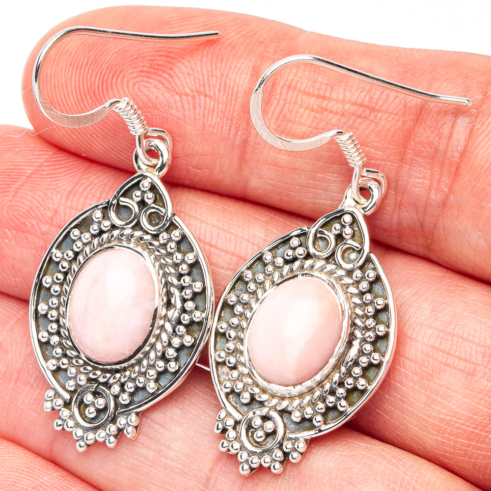 Premium Pink Opal Earrings 1 5/8" (925 Sterling Silver) E2736