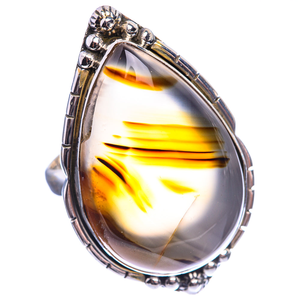 Large Montana Agate 925 Sterling Silver Ring Size 7.5
