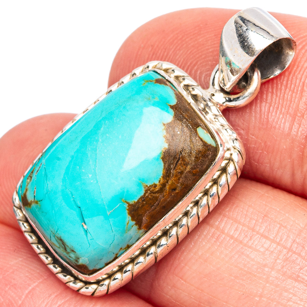Rare Arizona Turquoise Pendant 1 1/4" (925 Sterling Silver) P43506