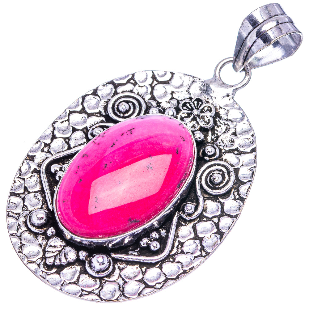 Pink Dendritic Opal Pendant 2 1/4" (German Silver)