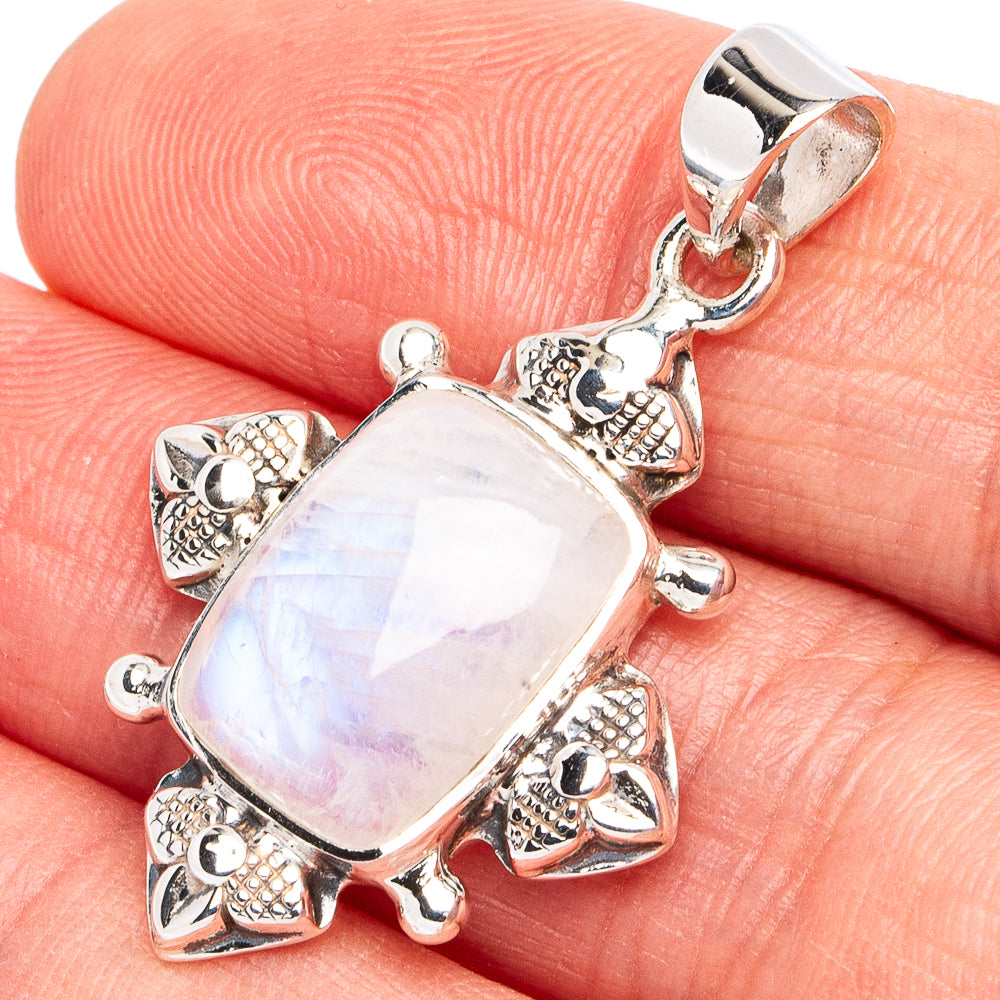 Premium Rainbow Moonstone Pendant 1 3/8" (925 Sterling Silver) P45042