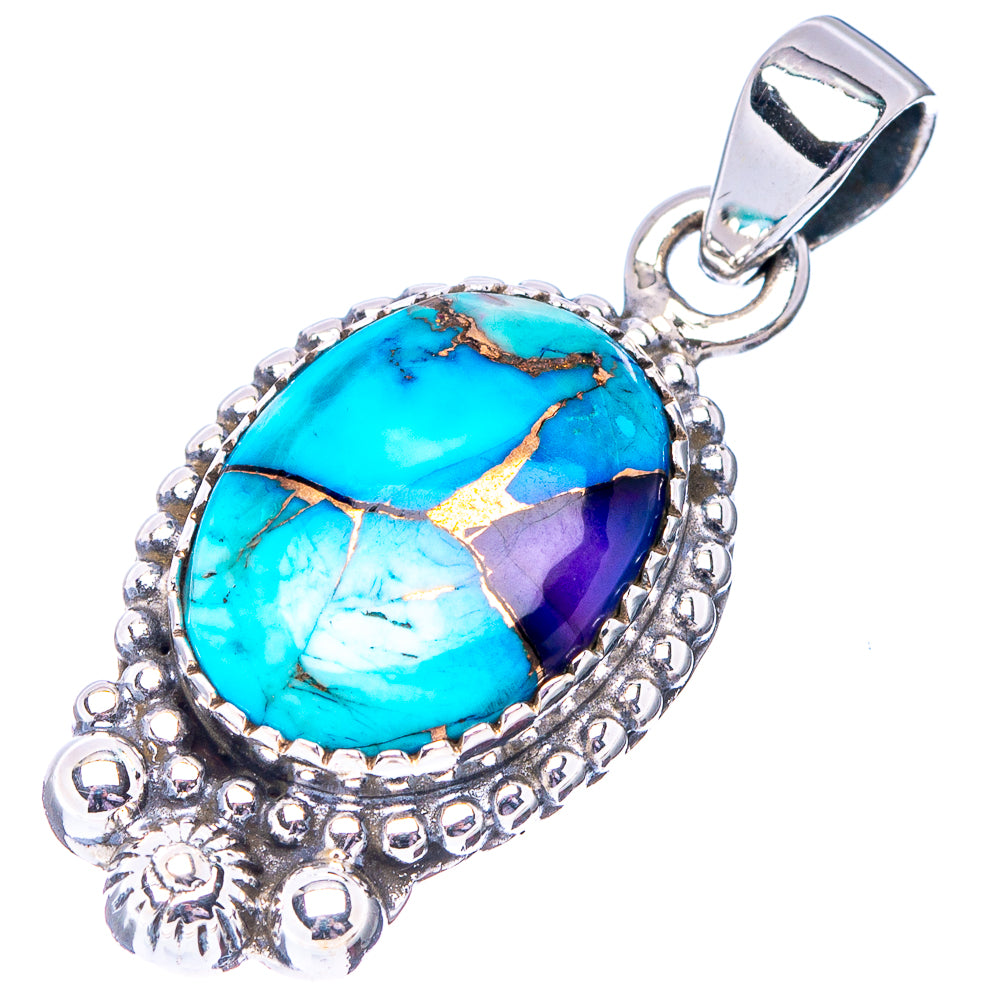 Ice Blue Dahlia Mohave Turquoise Pendant 1 3/8" (.925 Sterling Silver)