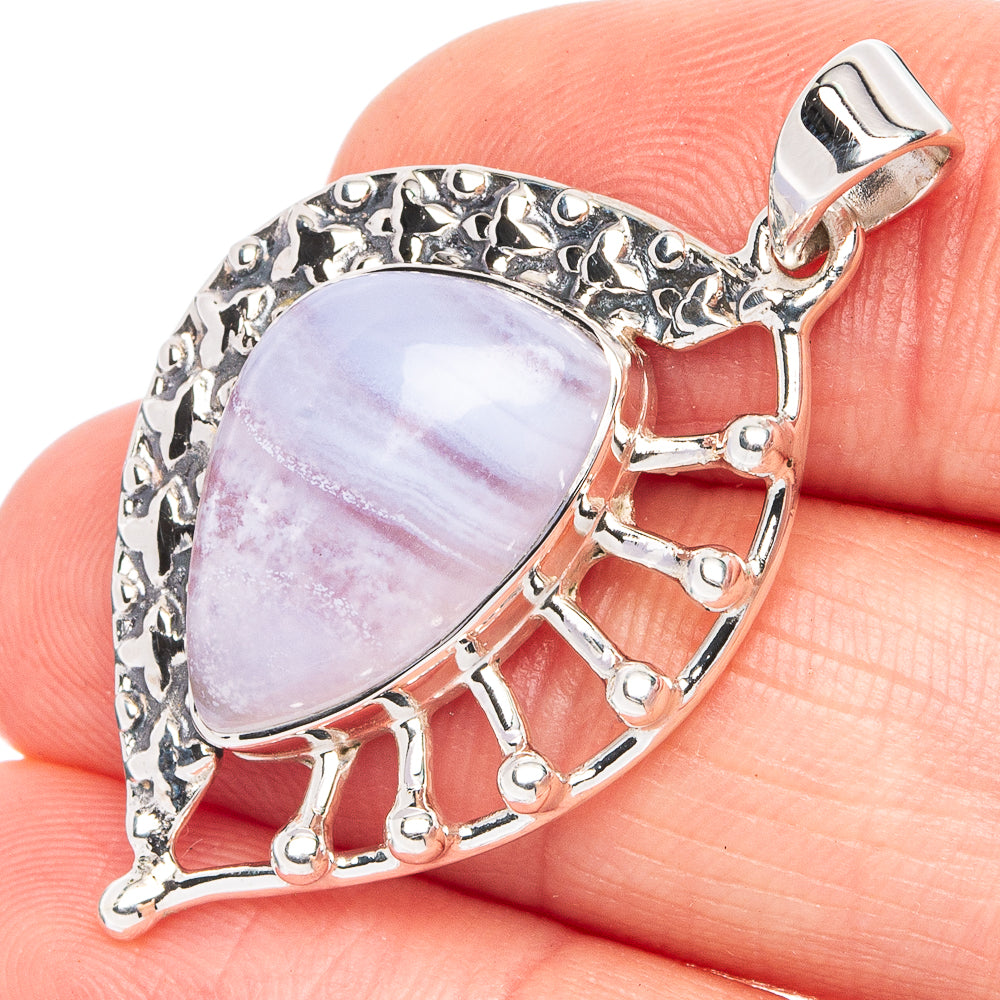 Premium Blue Lace Agate Pendant 1 1/2" (925 Sterling Silver) P45012
