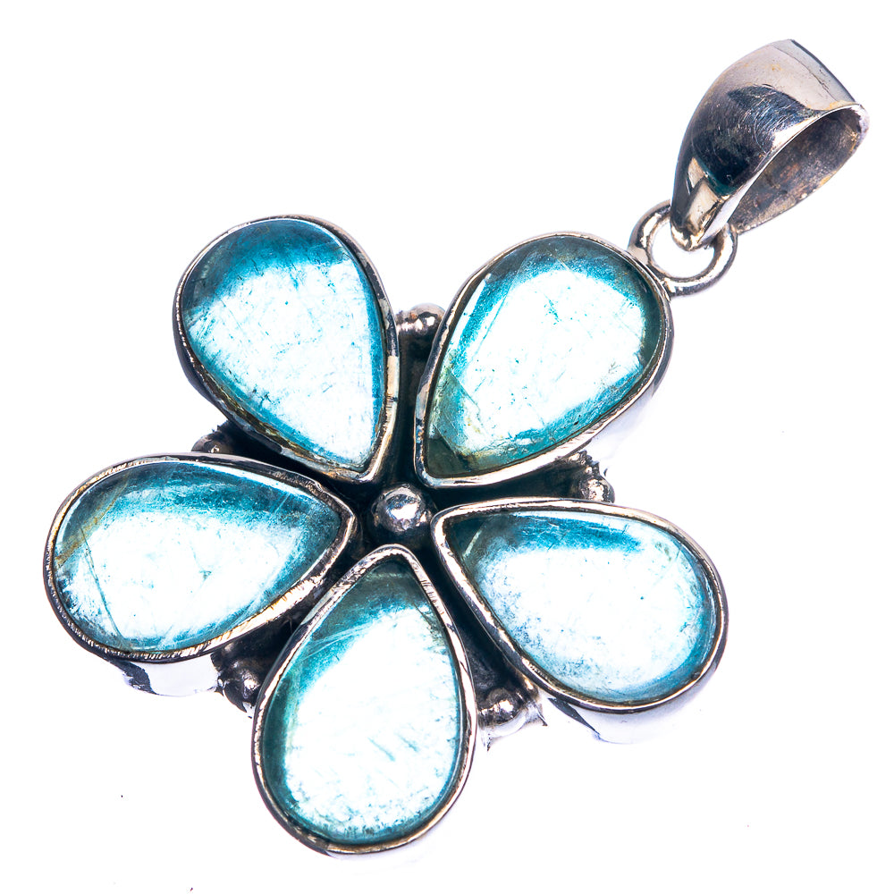 Blue Fluorite 925 Sterling Silver Pendant 1 1/2"