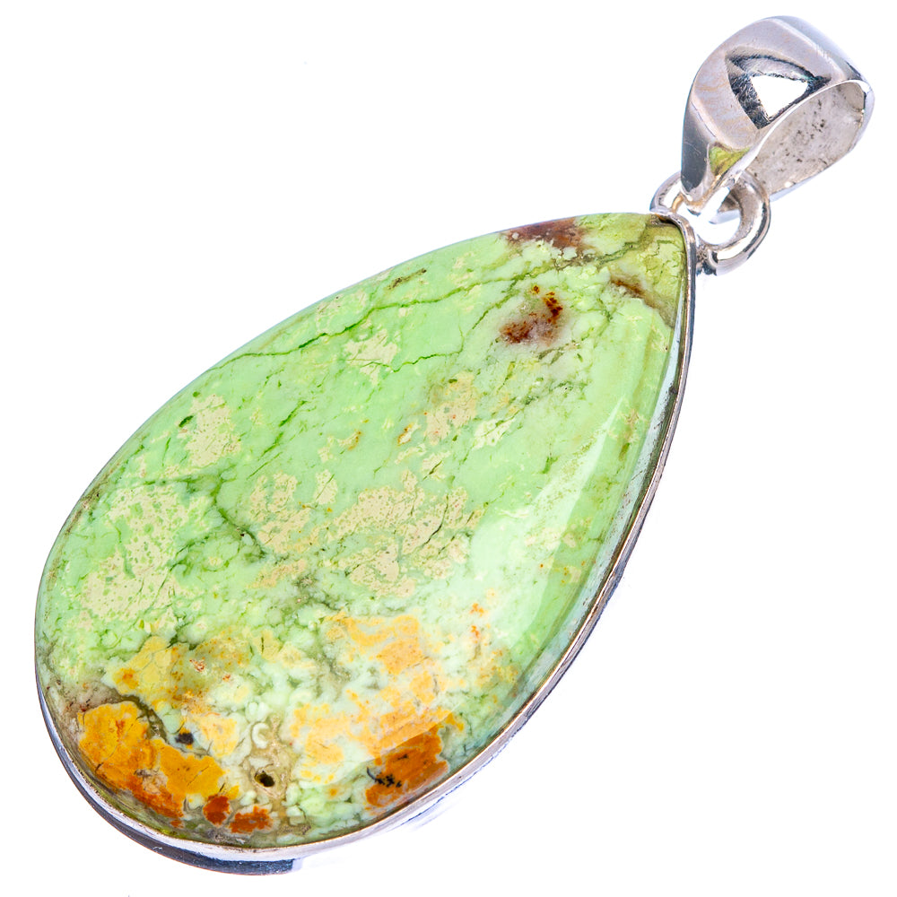 Lemon Chrysoprase Pendant 1 5/8" (925 Sterling Silver) P43127