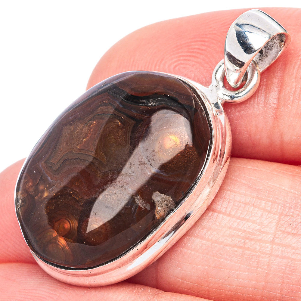 Rare Mexican Fire Agate Pendant 1 3/8" (925 Sterling Silver) P41125