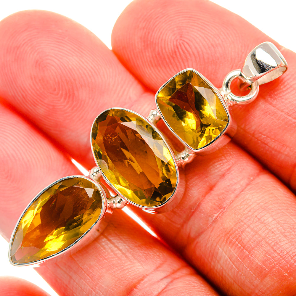 Faceted Citrine Pendant 2" (925 Sterling Silver) PD38163