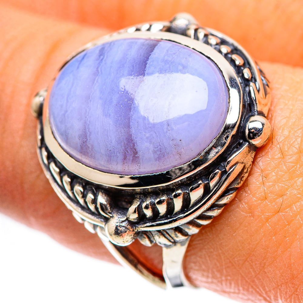 Blue Lace Agate Ring Size 8.5 (925 Sterling Silver) RING138784