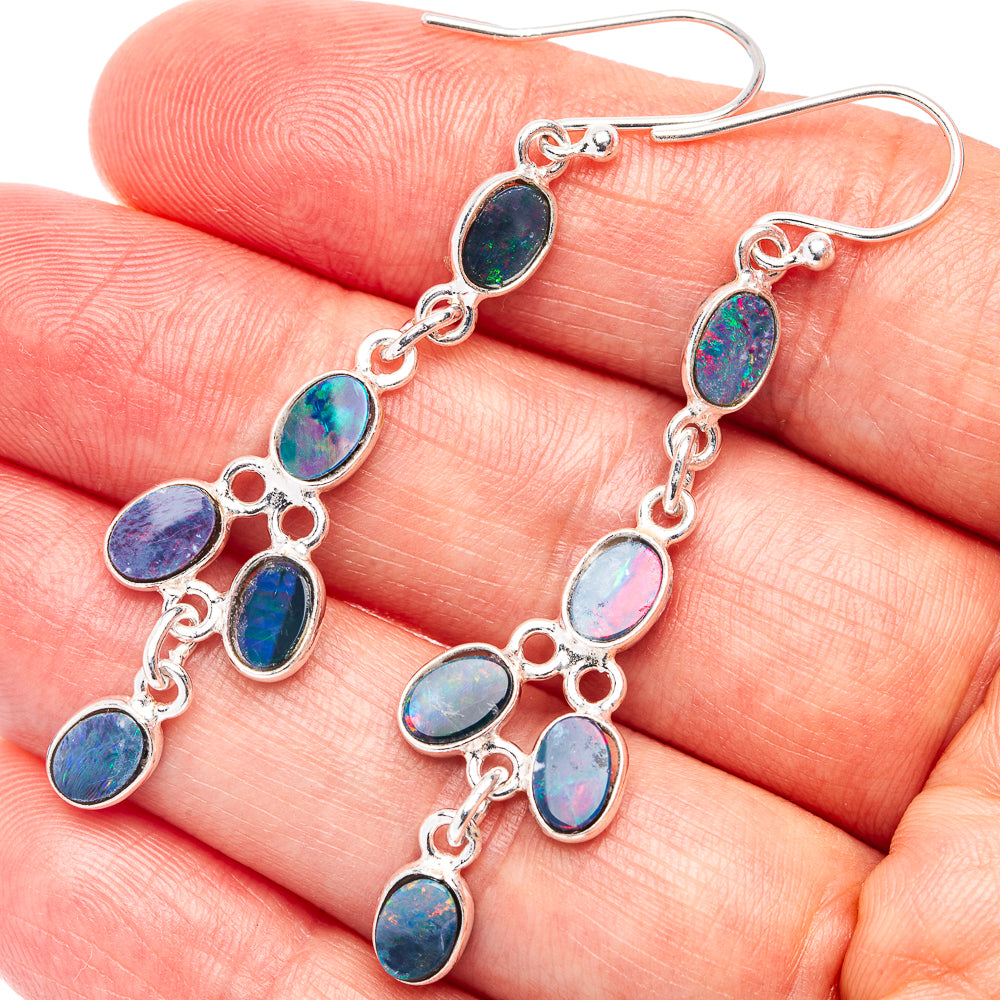 Rare Doublet Opal Earrings 2 1/4" (.925 Sterling Silver)