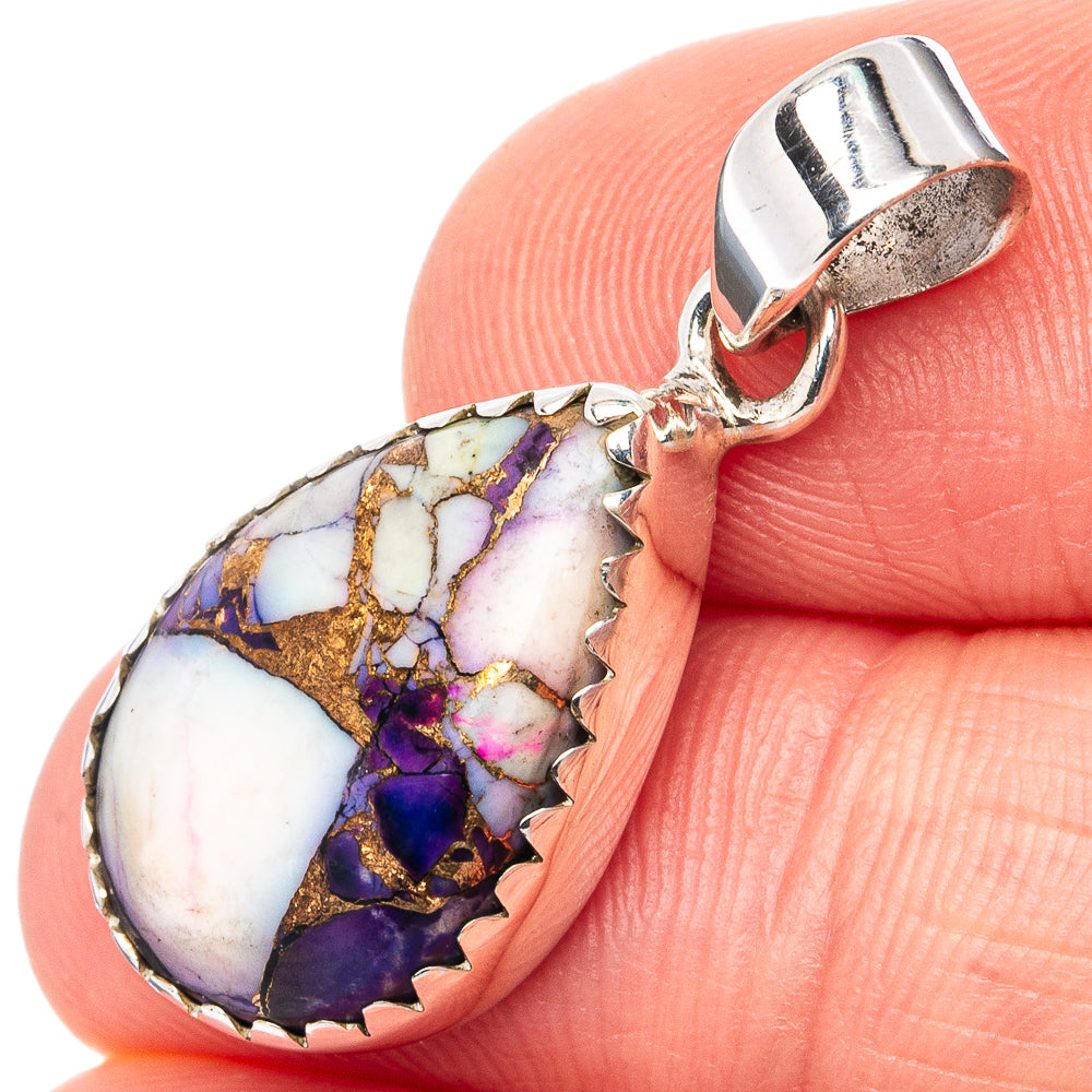 Purple Dahlia Mohave Turquoise Pendant 1 1/8" (.925 Sterling Silver)