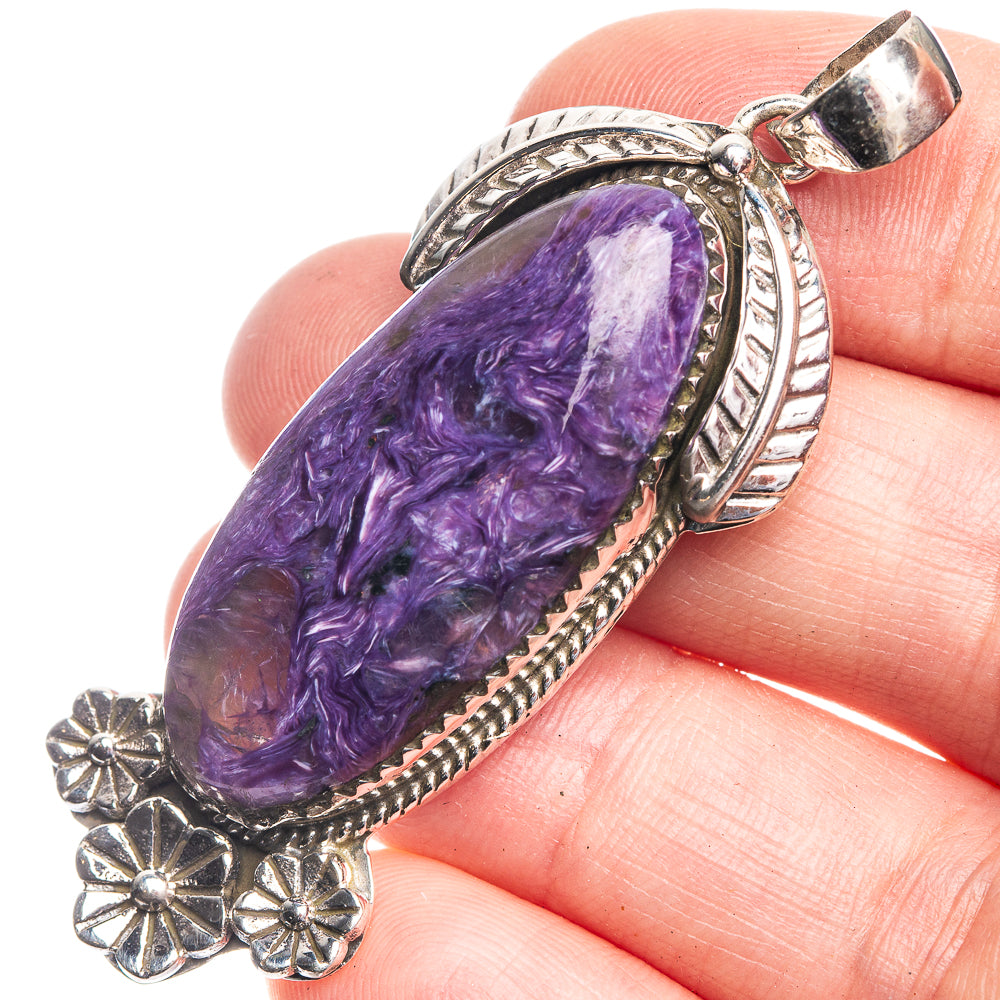 Charoite Pendant 2 1/4" (925 Sterling Silver) P39163
