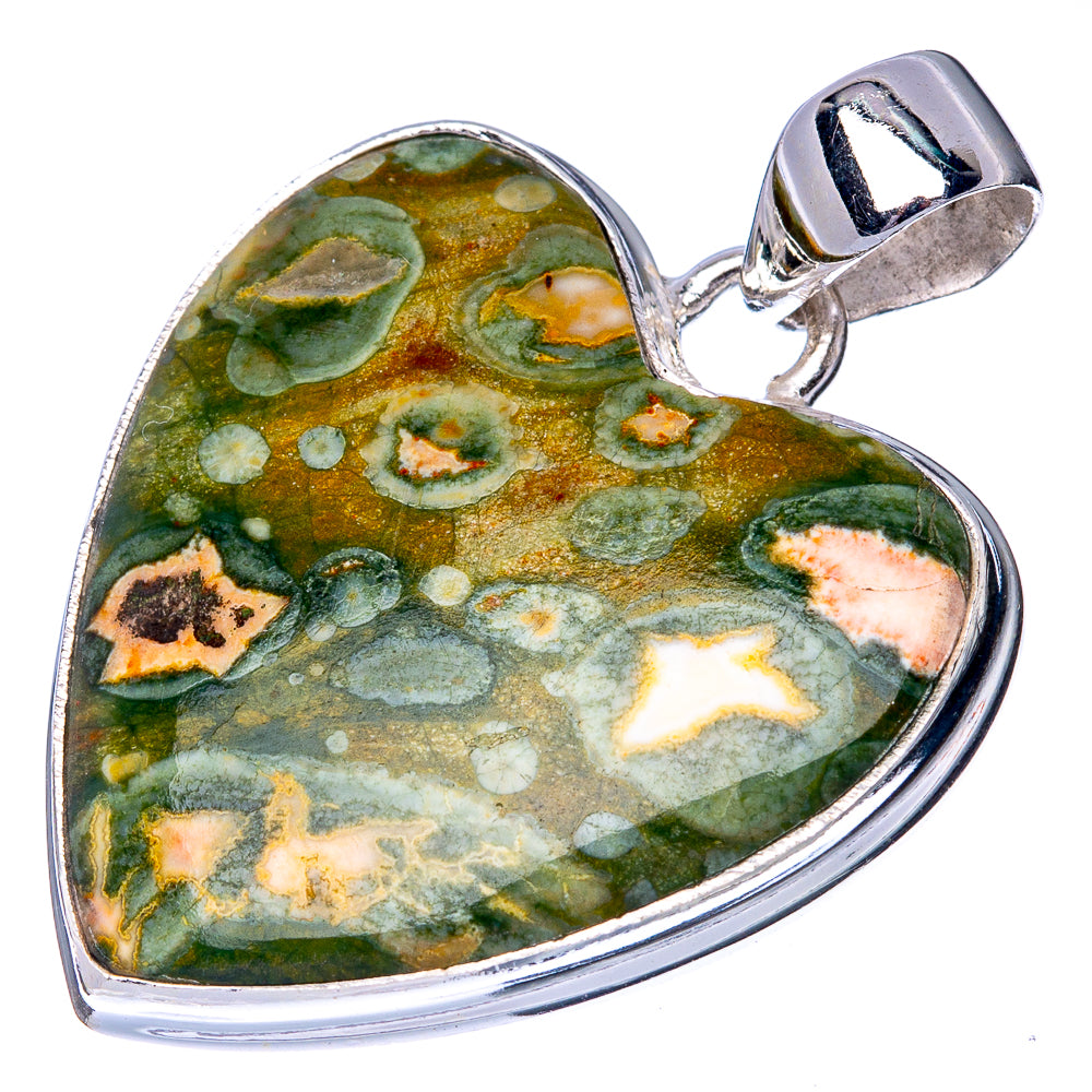Rainforest Opal Heart Pendant 1 1/2" (925 Sterling Silver) P40924