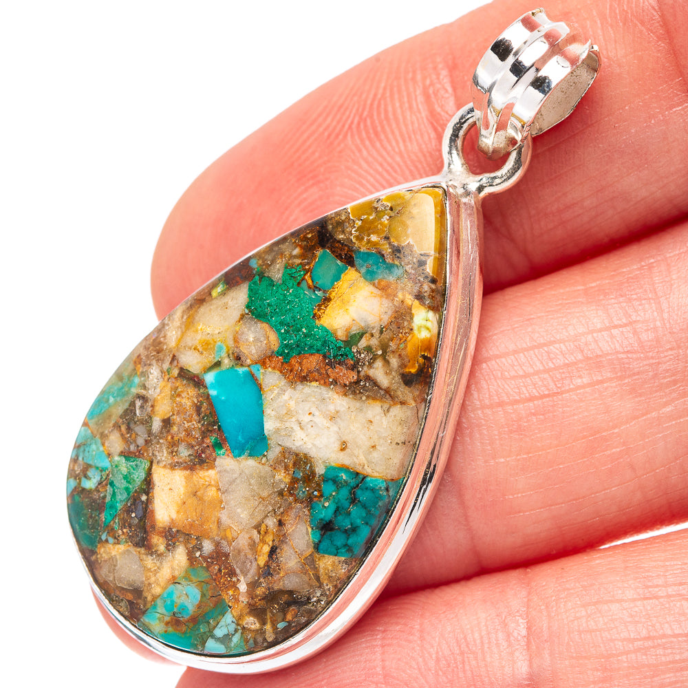 Chrysocolla Matrix Pendant 1 3/4" (.925 Sterling Silver)
