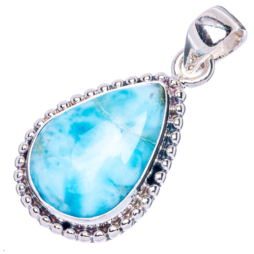 Larimar 925 Sterling Silver Pendant 1 1/4" (925 Sterling Silver) P41886