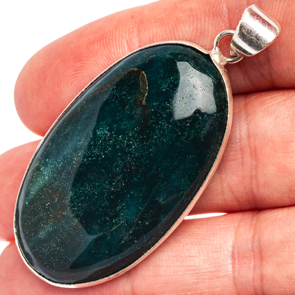 Bloodstone Pendant 2 1/8" (Silver Plated)