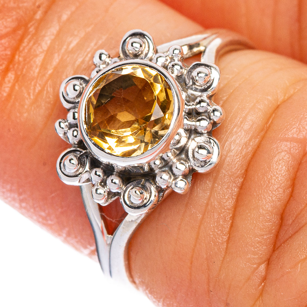 Faceted Citrine Dainty Ring Size 4.5 (925 Sterling Silver) R147276