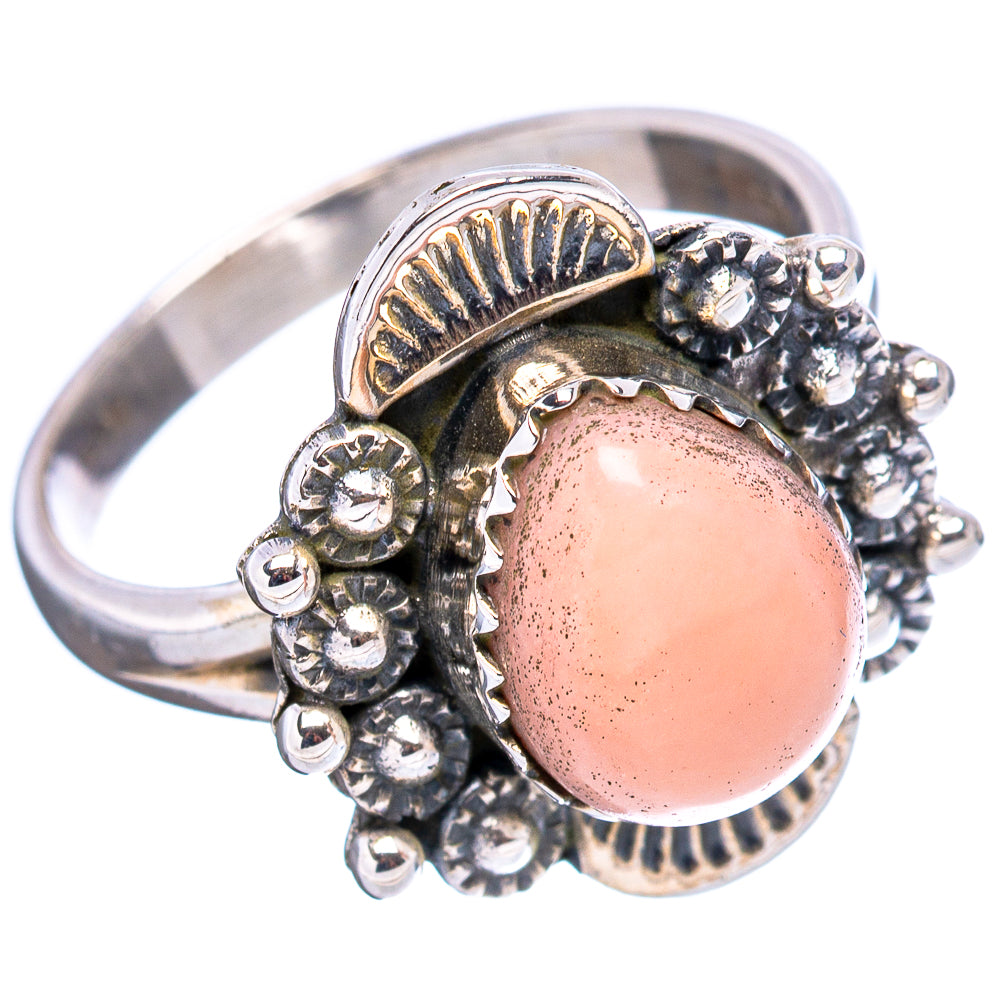 Pink Opal Native Style Ring Size 6.5 (.925 Sterling Silver)
