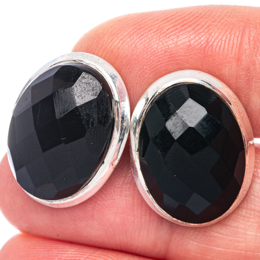 Black OnyEarrings 3/4" (925 Sterling Silver) E433159