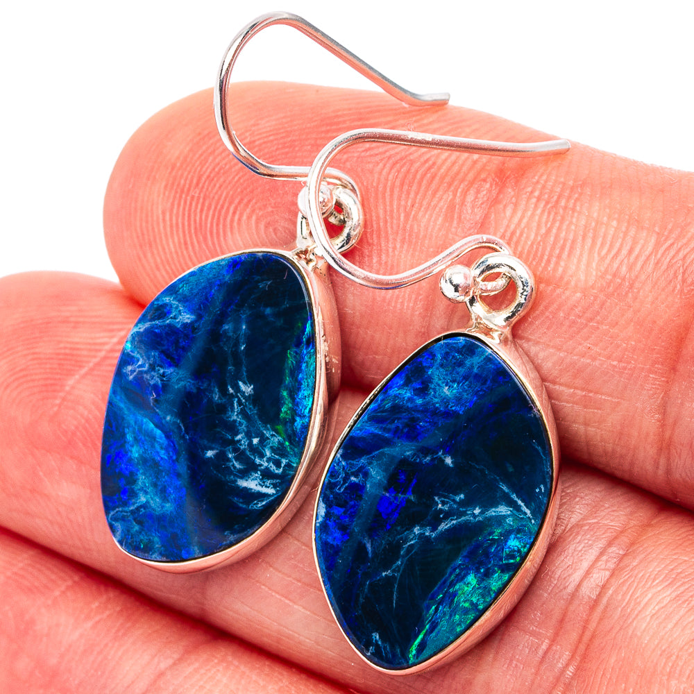 Rare Doublet Opal Earrings 1 3/8" (.925 Sterling Silver)