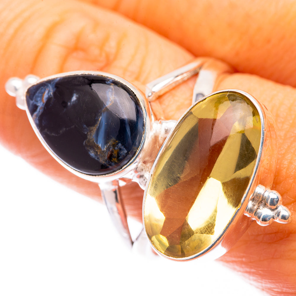 Large Lemon Quartz, Pietersite Ring Size 10.5 (925 Sterling Silver) R140989