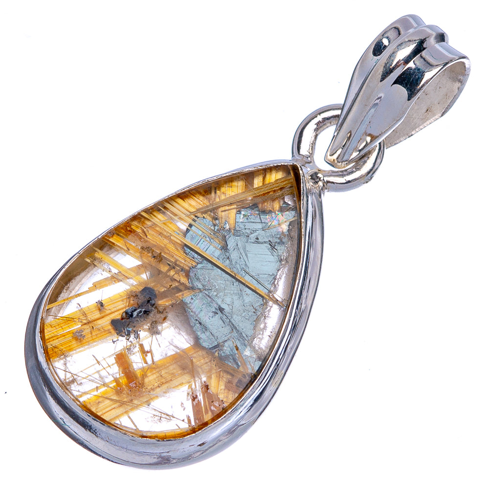 Rare Half Star Rutilated Quartz Pendant 1 3/8" (925 Sterling Silver) P40381