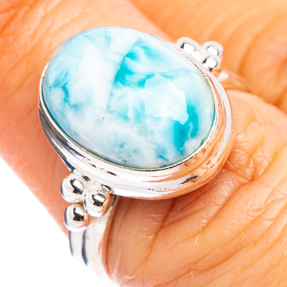 Rare Larimar Ring Size 6.75 (.925 Sterling Silver)