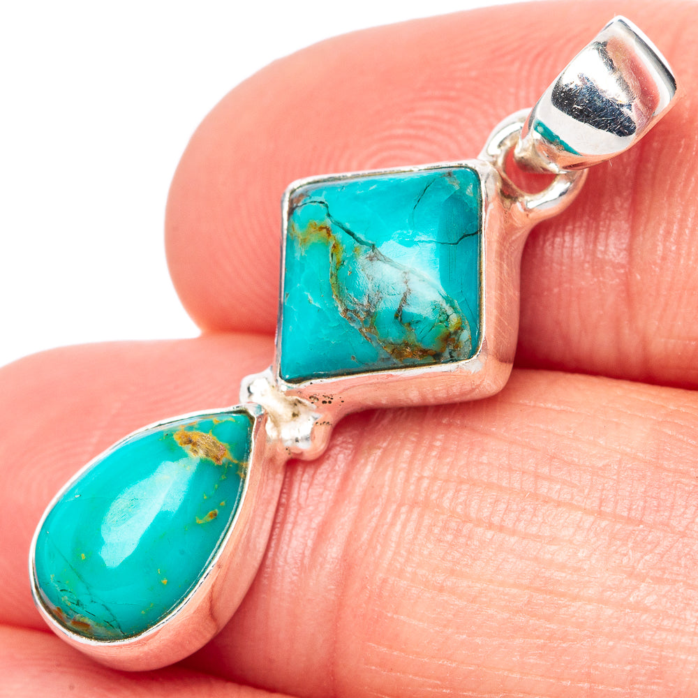 Kingman Turquoise Pendant 1 3/8" (925 Sterling Silver) P42786