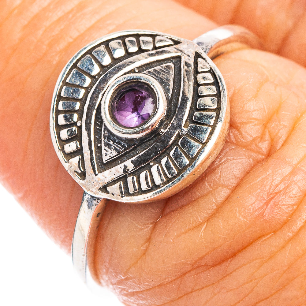Amethyst Eye Dainty Ring Size 6.75 (.925 Sterling Silver)