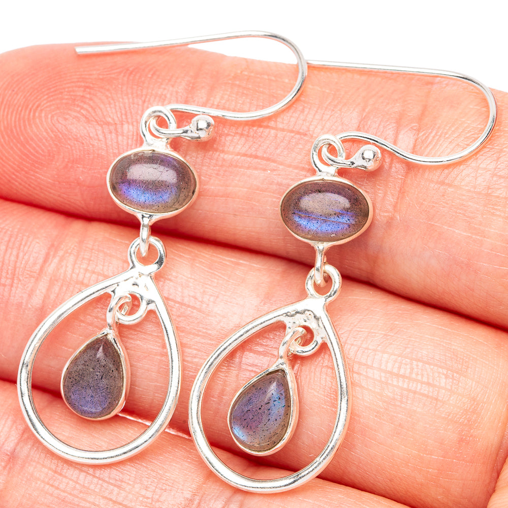 Labradorite Dainty Earrings 1 5/8" (925 Sterling Silver) E2066