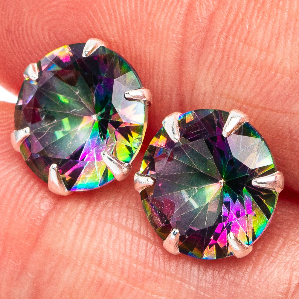 Mystic Topaz Earrings 3/8" (925 Sterling Silver) E3016