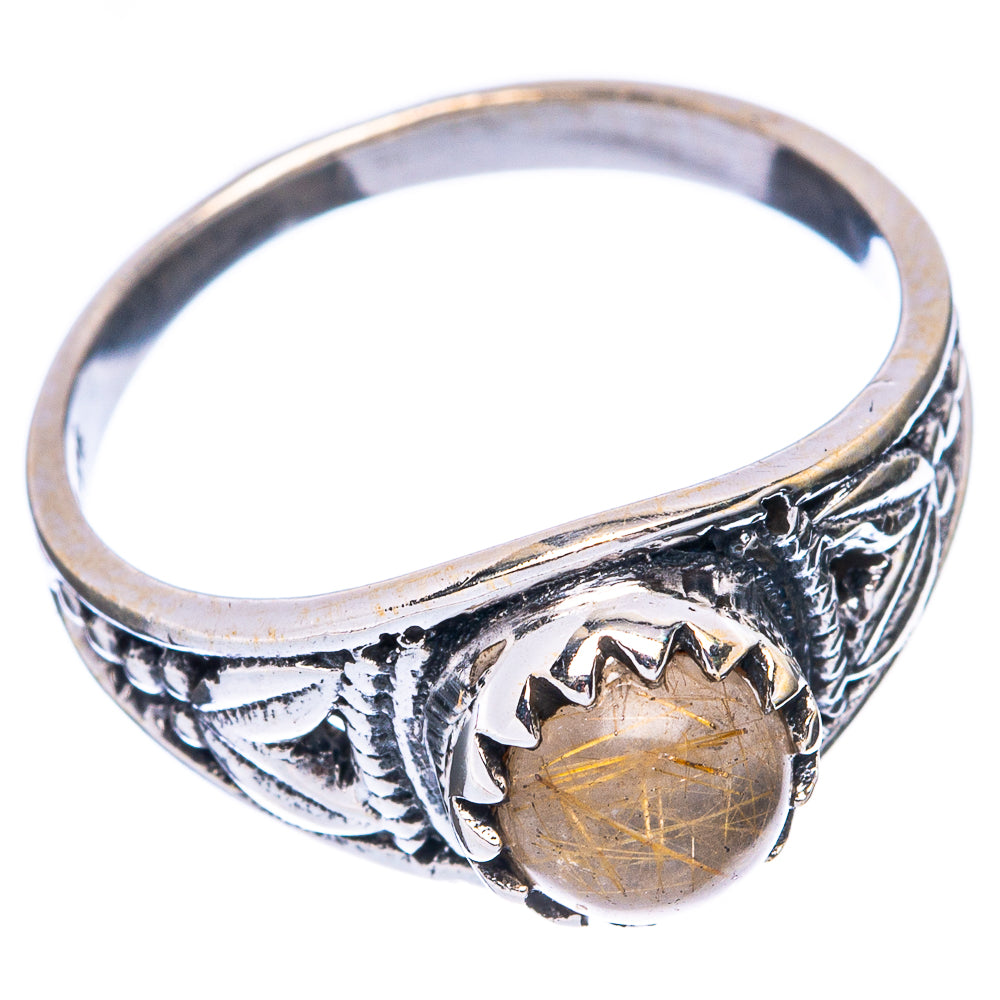Rutilated Quartz Dainty Ring Size 6.5 (925 Sterling Silver) R5908