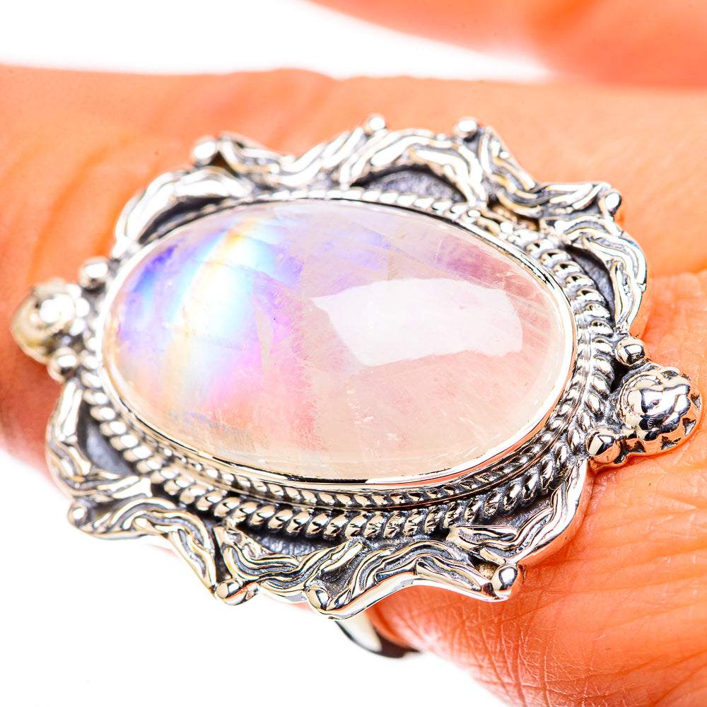 Signature Large Rainbow Moonstone Ring Size 8.25 (925 Sterling Silver) RING138134