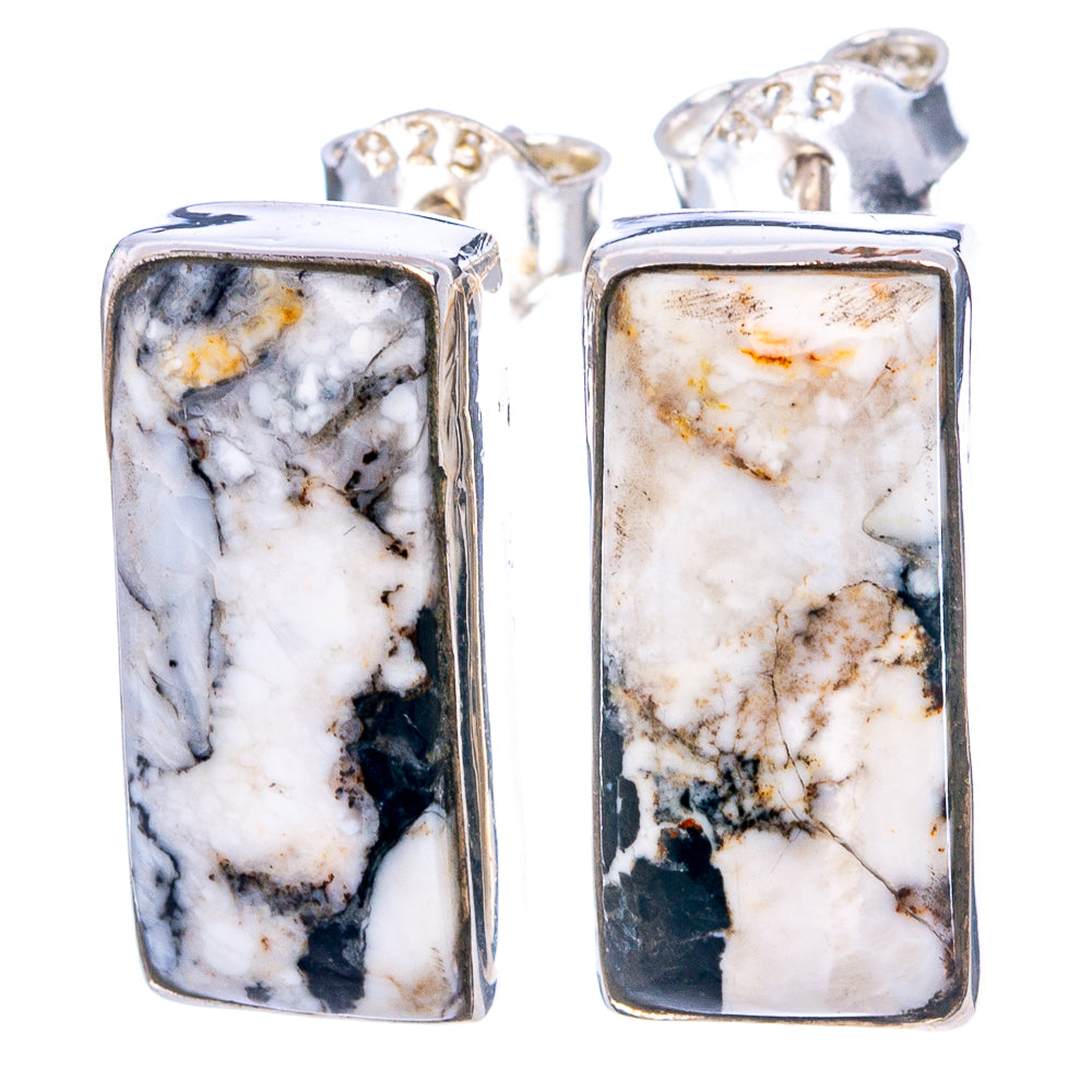 White Buffalo Turquoise Earrings 3/4" (.925 Sterling Silver)