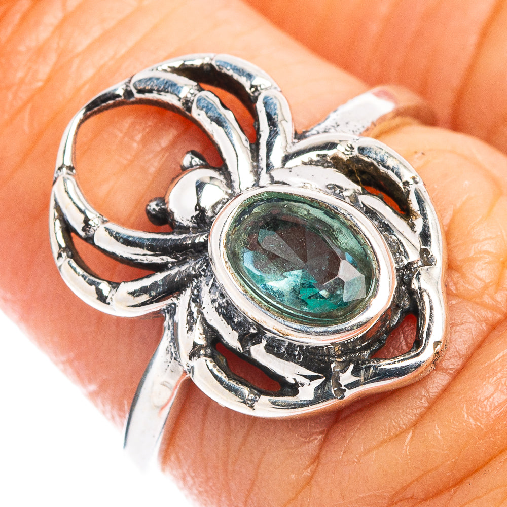 Blue Topaz Spider Dainty Ring Size 6 (.925 Sterling Silver)