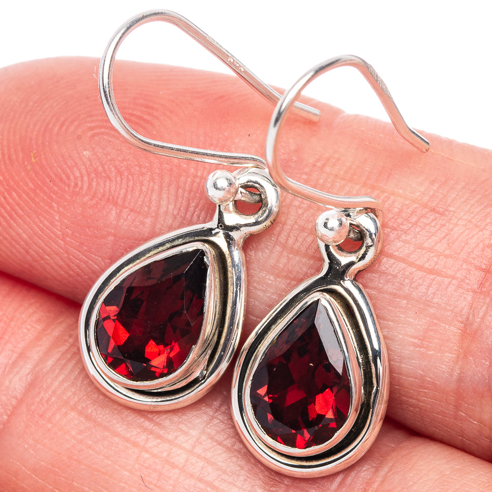 Garnet Earrings 1 1/8" (925 Sterling Silver) E433486