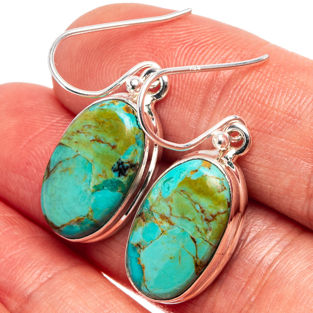 Mohave Turquoise Earrings 1 1/4" (.925 Sterling Silver)