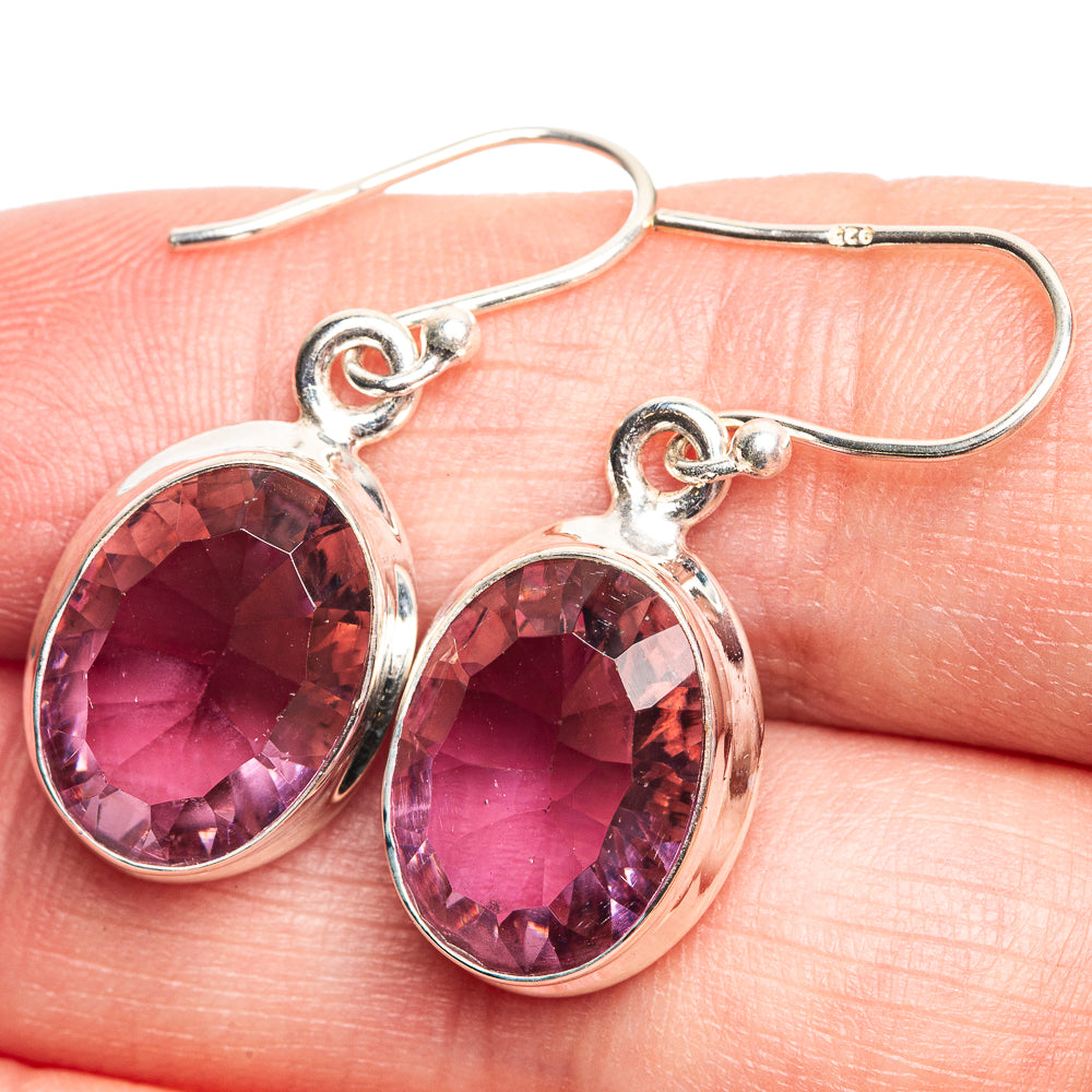 Faceted Color Change Alexandrite (Lab.) Earrings 1 1/4" (925 Sterling Silver) E432612