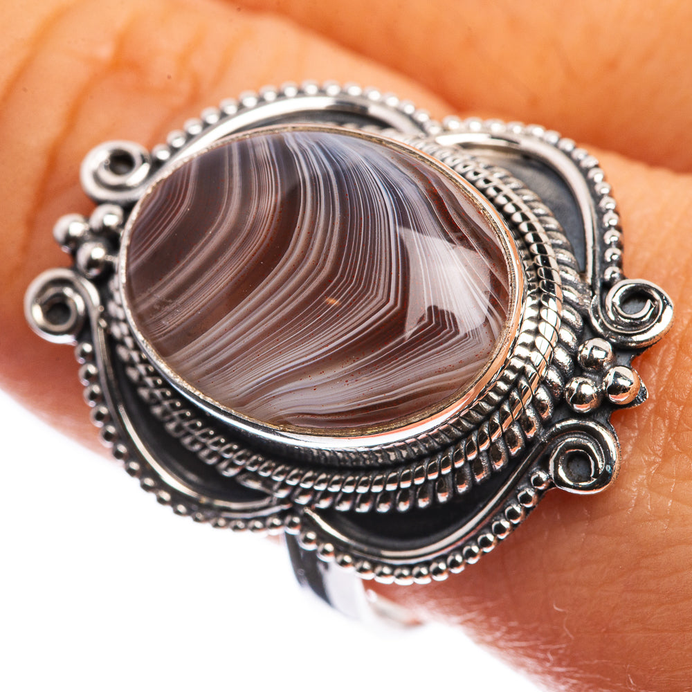 Botswana Agate 925 Sterling Silver Ring Size 10
