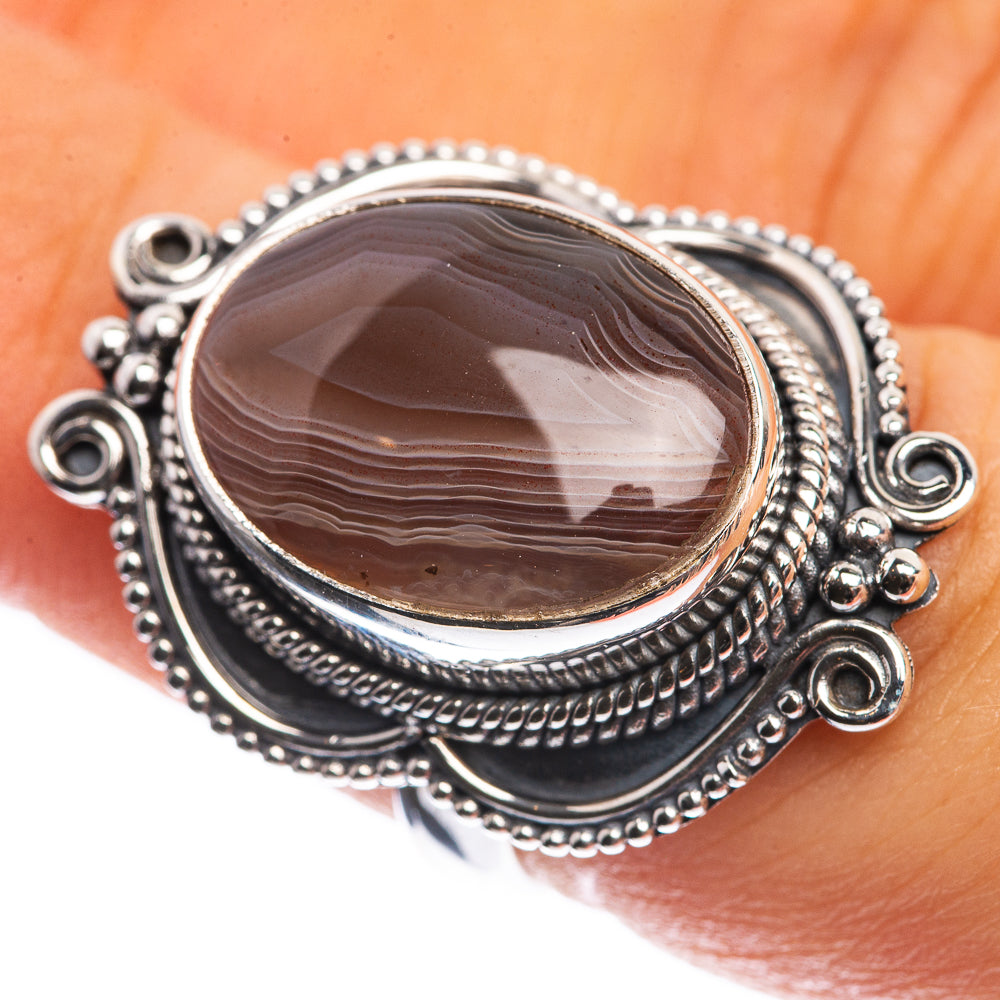 Botswana Agate 925 Sterling Silver Ring Size 6.25