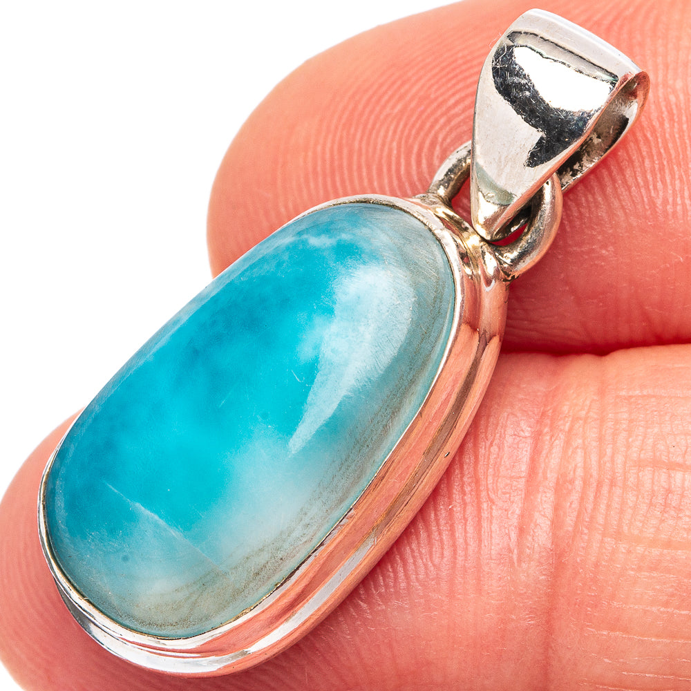 Rare Larimar Pendant 1 1/4" (.925 Sterling Silver)
